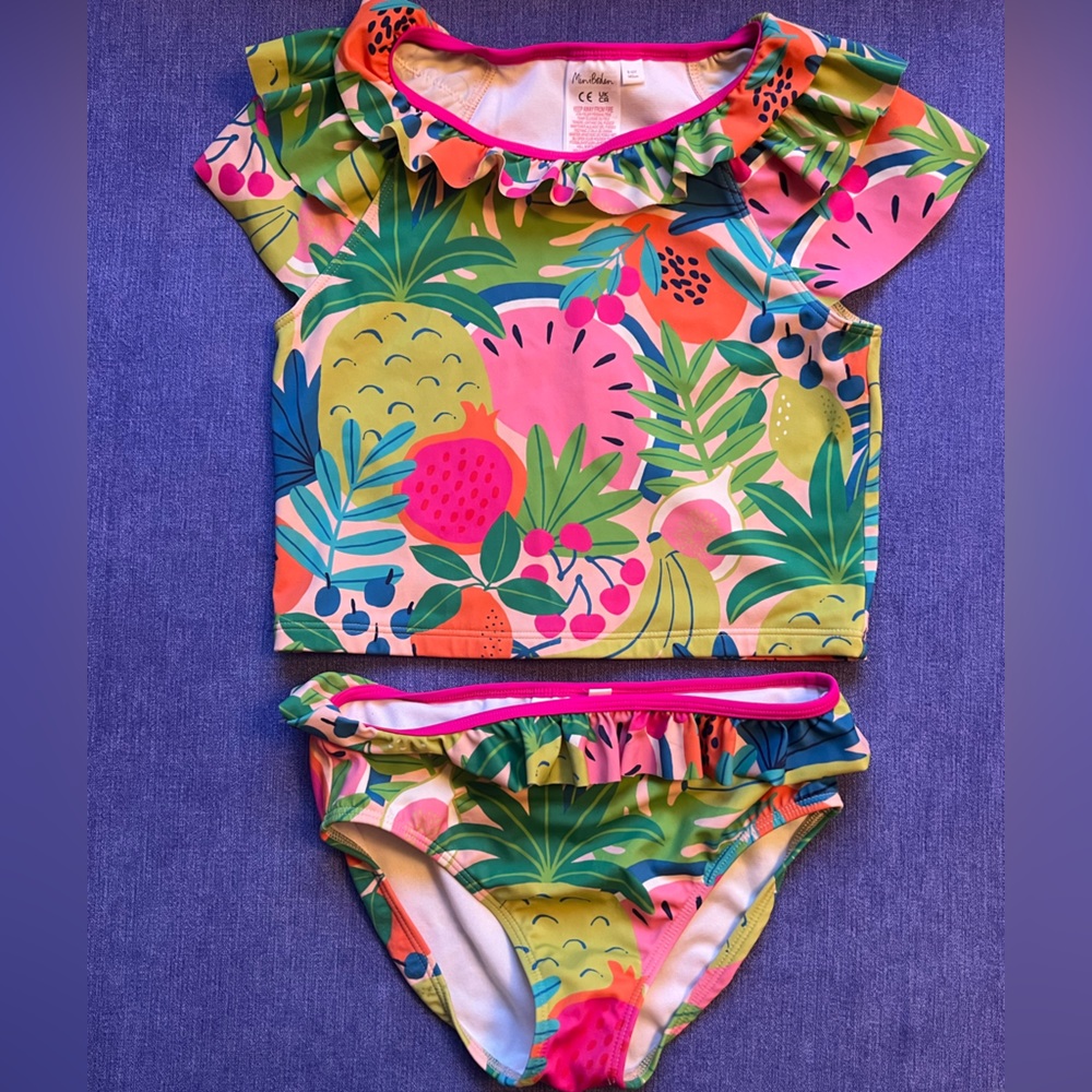 Mini Boden, Tropical fruit two piece Bathing Suit, Girls 9-10
